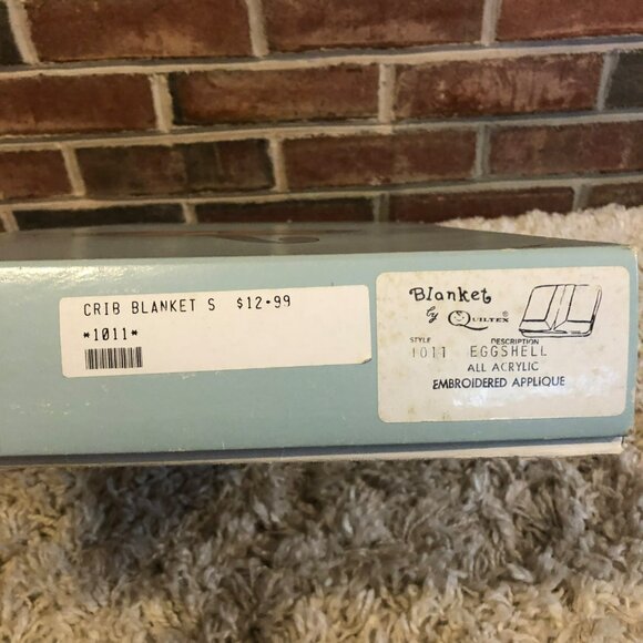 New Quiltex Embroidered Teddy Bear Crib Baby Blanket Eggshell In Original Box - Picture 7 of 7
